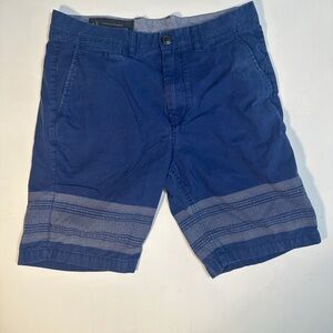 A/X Armani Exchange Navy Blue Flat Front Shorts Greek pattern